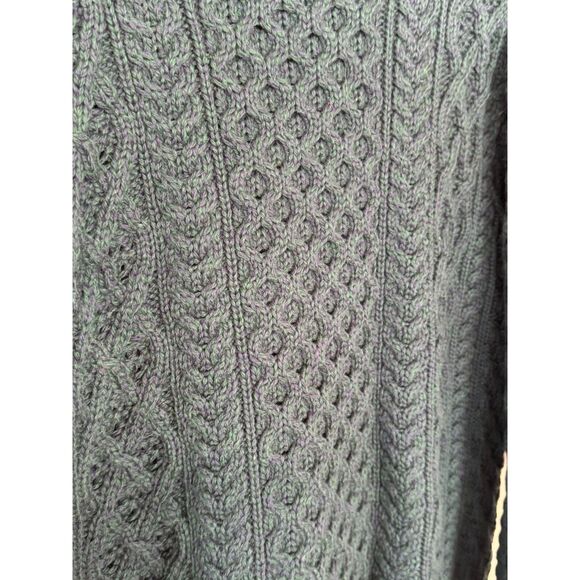 Aran Sweater Market Ireland Cable Knit Wool Sweater XXL Green Blue Fisherman - Picture 6 of 6